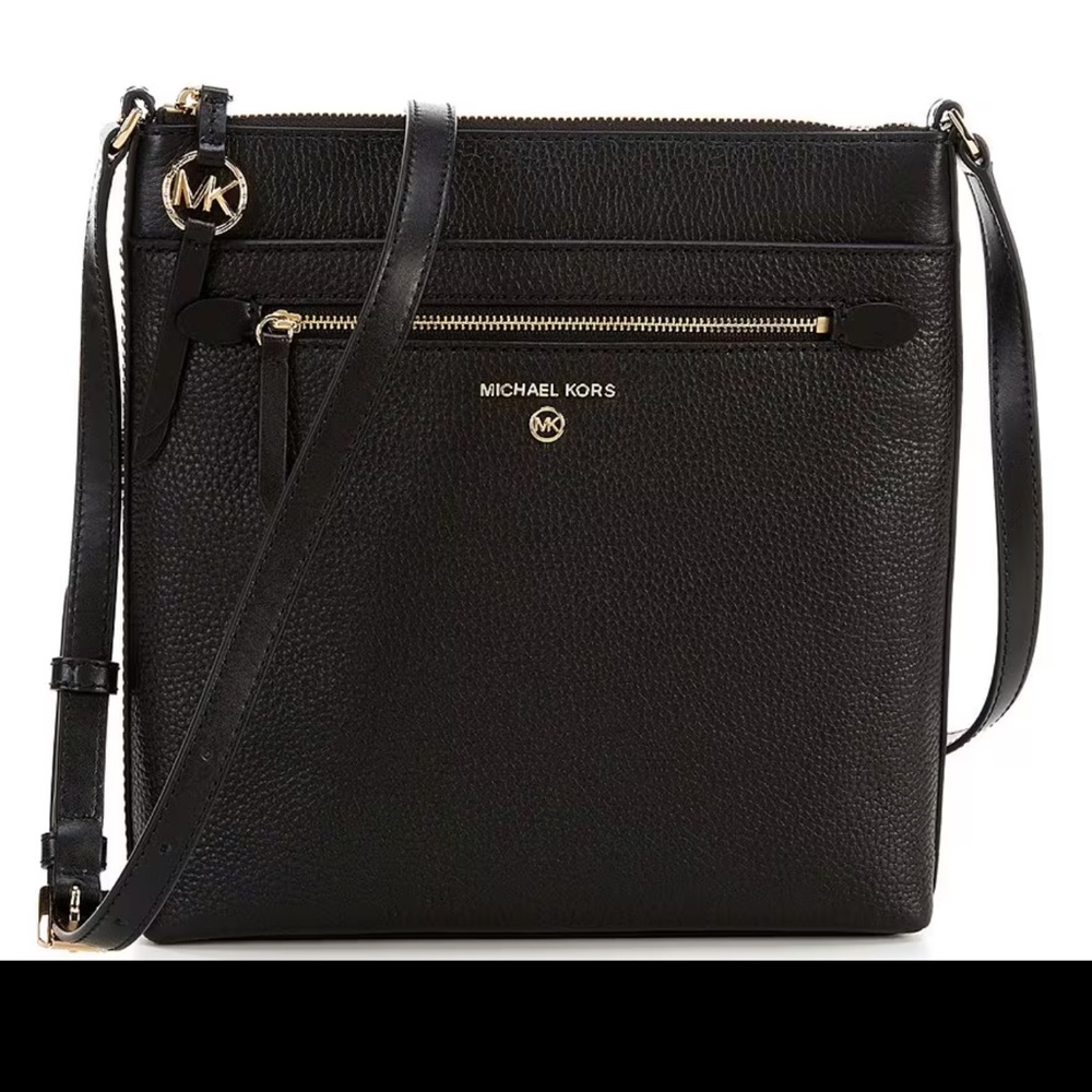 Michael Kors Jet Set Pebbled Leather Large Flat Crossbody Bag